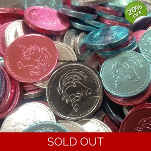 Kingsway Unicorn Coins - Foil wrapped solid milk chocolate coins